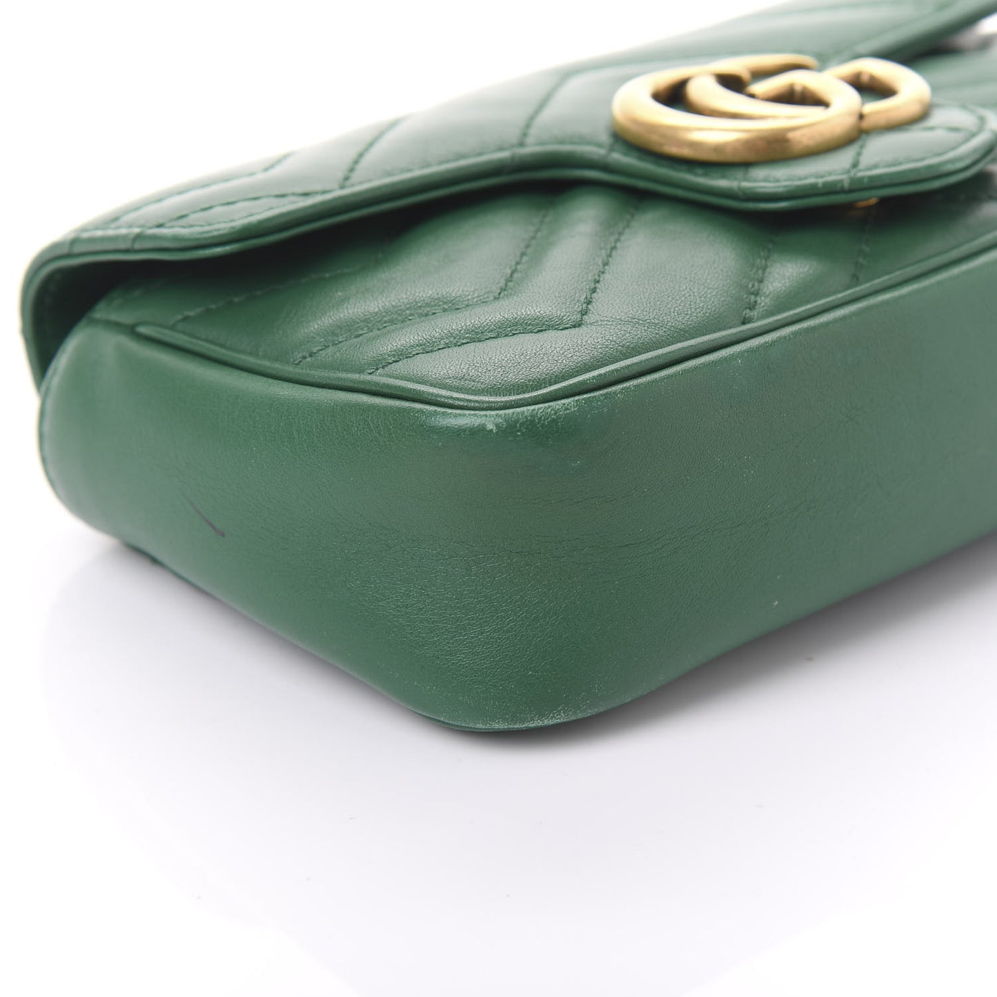 Calfskin Matelasse Super Mini GG Marmont Shoulder Bag Emerald Green