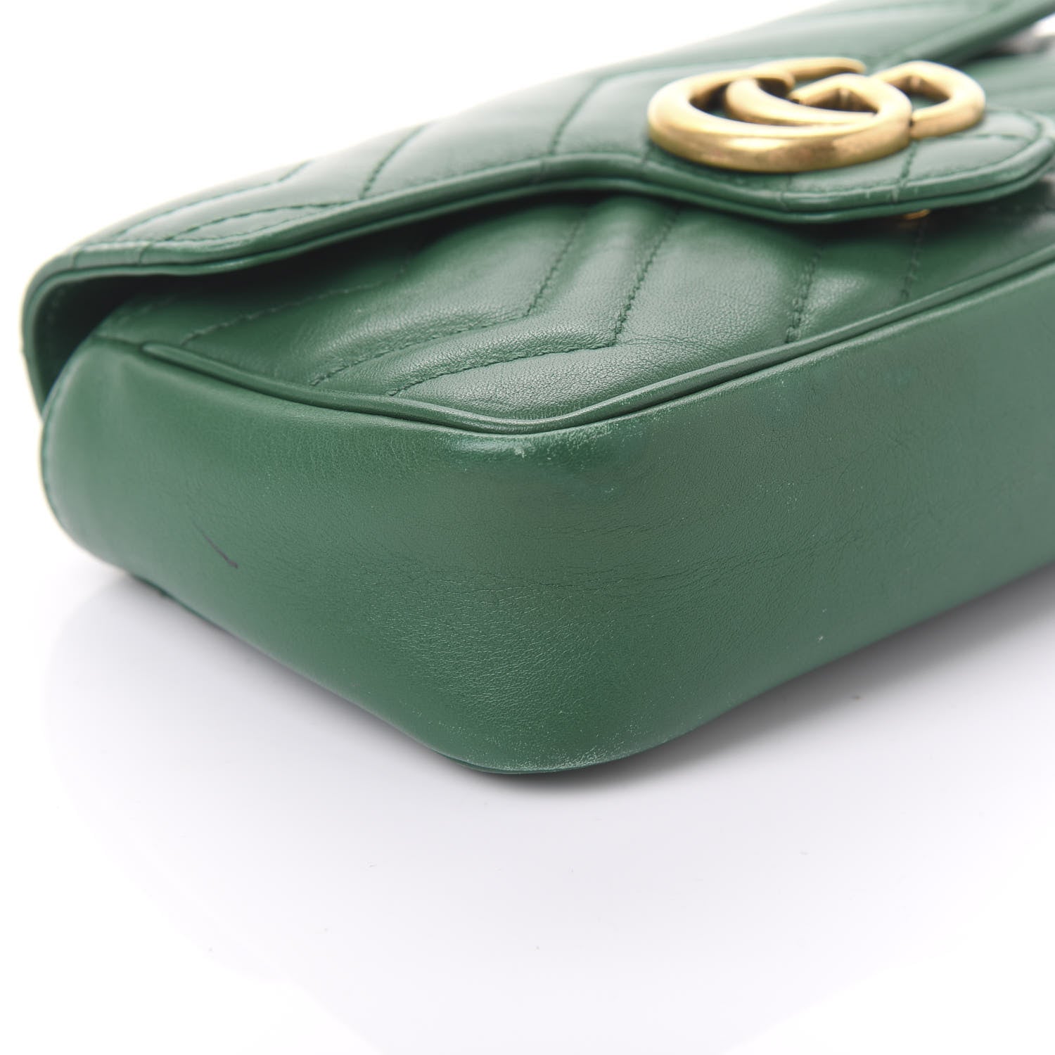Gucci Calfskin Matelasse Super Mini GG Marmont Shoulder Bag Emerald Green 9 of 11