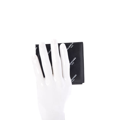 Balenciaga Lambskin Allover Logo Bi-Fold Wallet Black 2 of 6