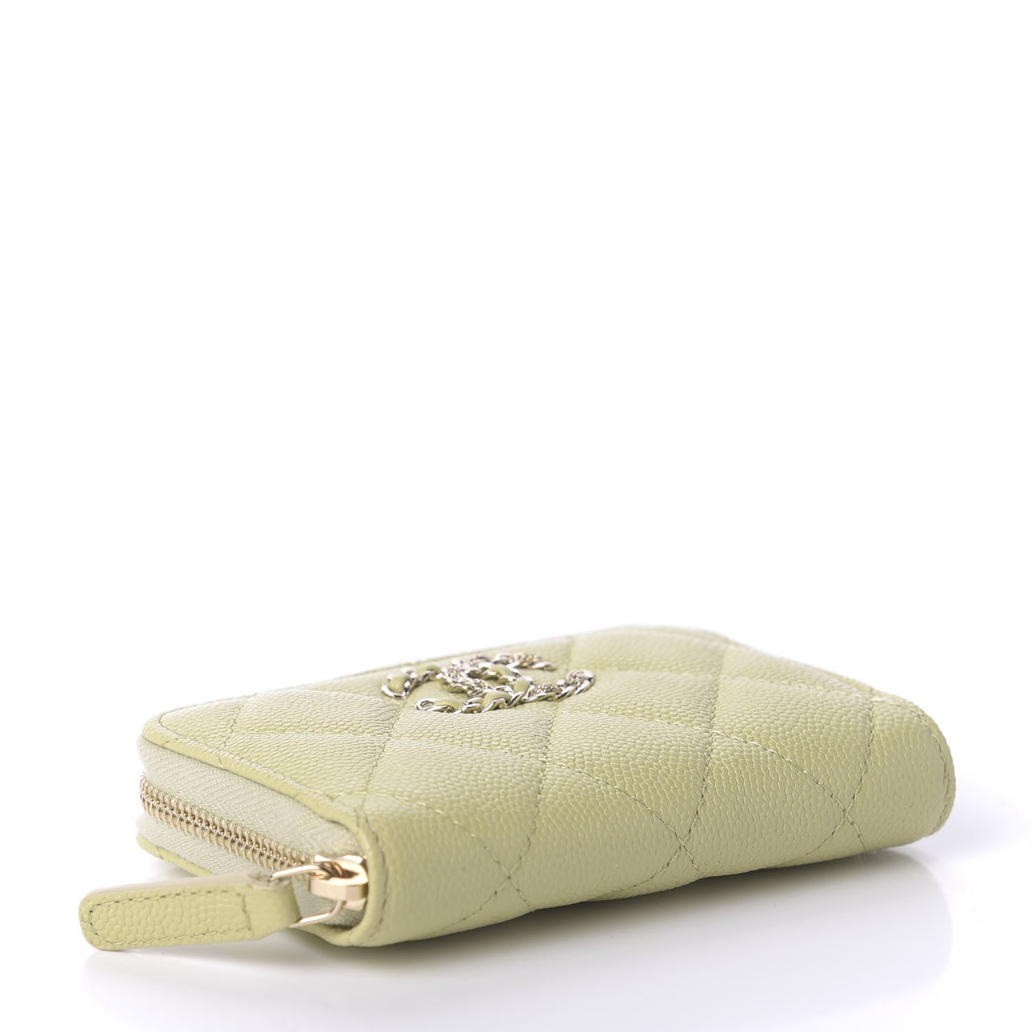 Chanel Caviar Quilted French New Wave Zip Coin Purse Light Green 4 of 8