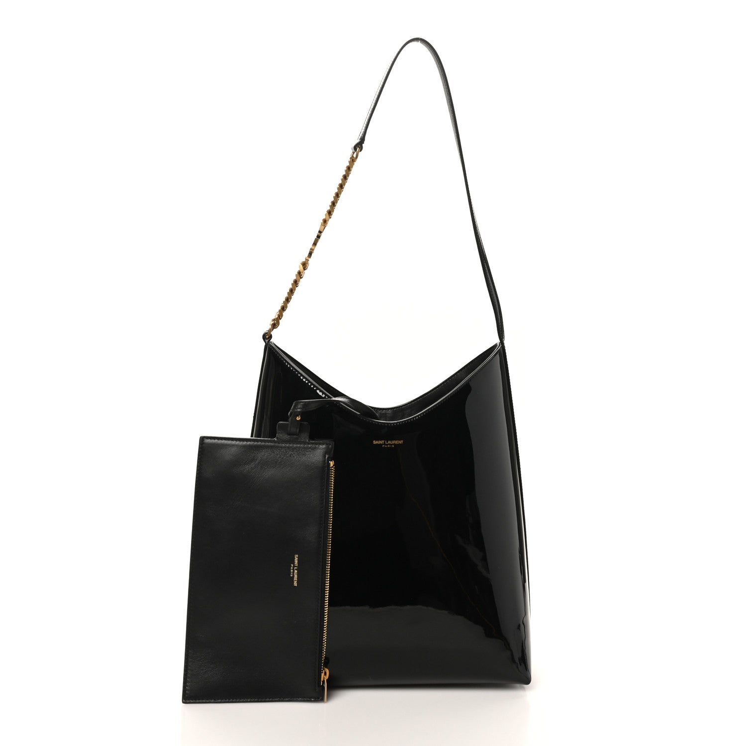 Saint Laurent Patent Calfskin Rendez-Vous Hobo Black 2 of 10