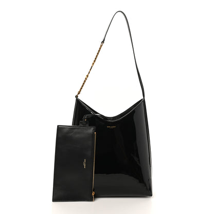 Saint Laurent Patent Calfskin Rendez-Vous Hobo Black 2 of 10
