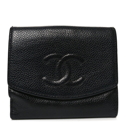 Chanel Caviar Timeless CC Compact French Wallet Black 1 of 9