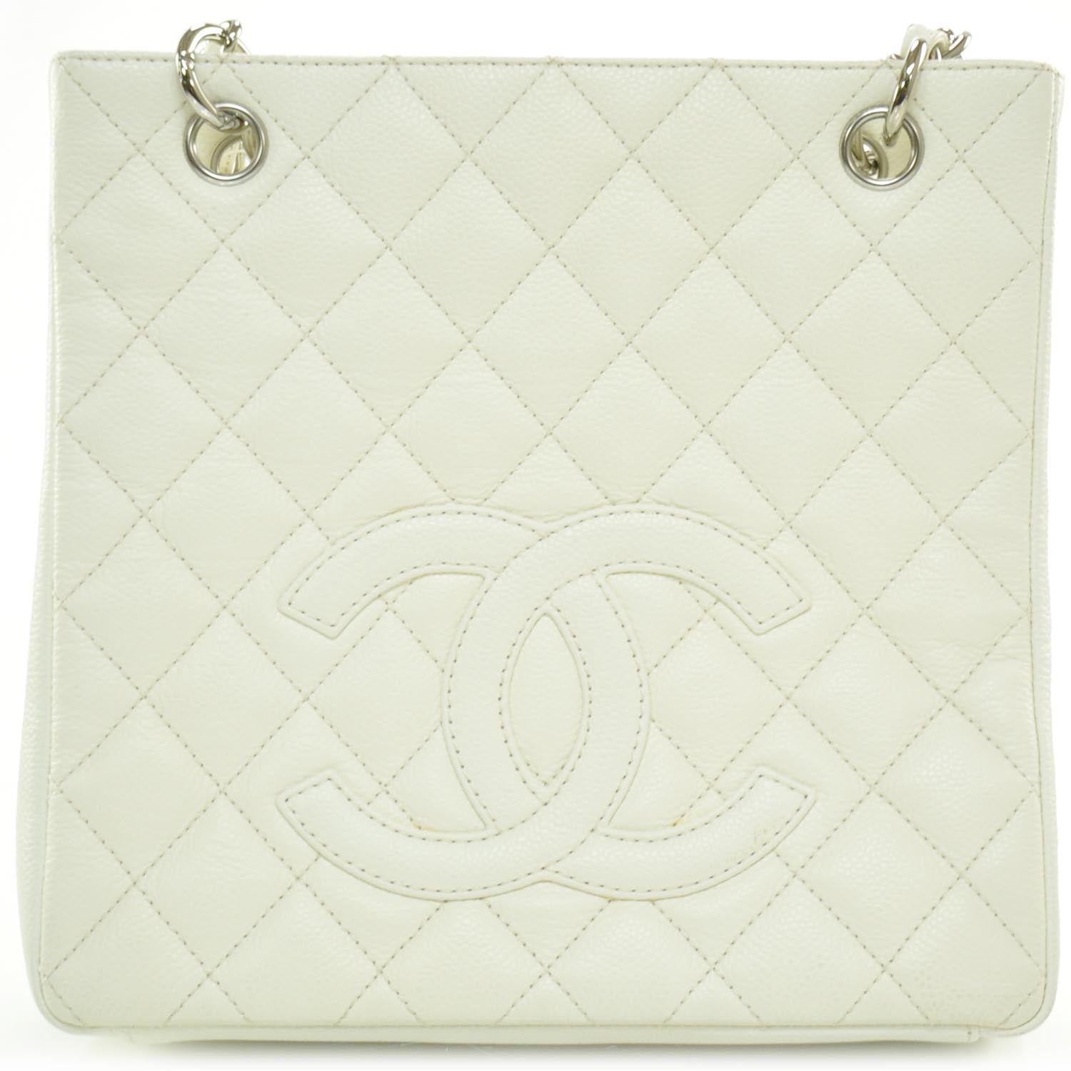 Chanel Caviar Petit Shopping Tote PST White 1 of 9