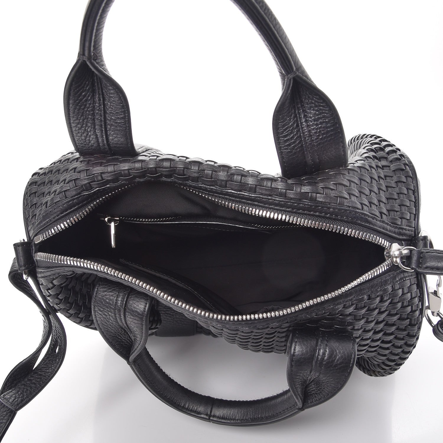 Alexander Wang Pebbled Lambskin Woven Rocco Black Silver Hardware 5 of 8