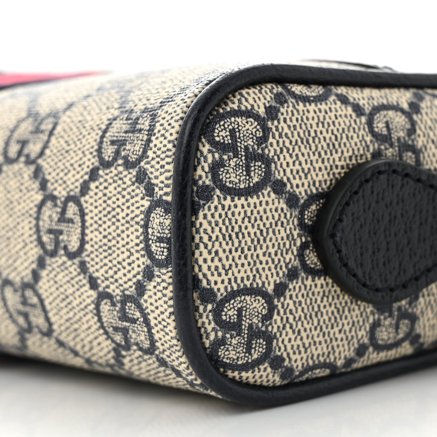 GG Supreme Monogram Textured Dollar Calfskin Web Mini Ophidia Shoulder Bag Beige Blue