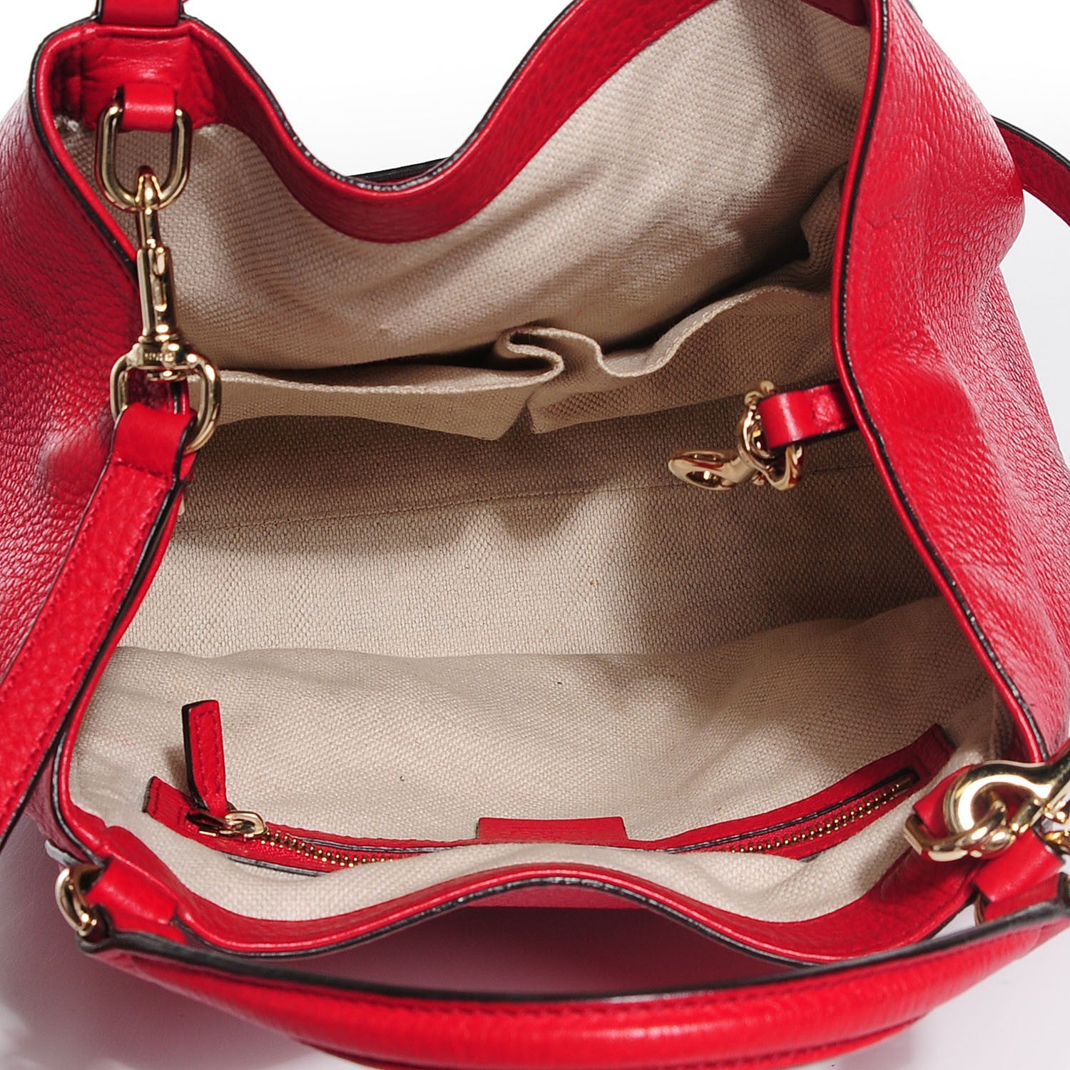 Gucci Pebbled Calfskin Small Soho Shoulder Bag Red 5 of 9