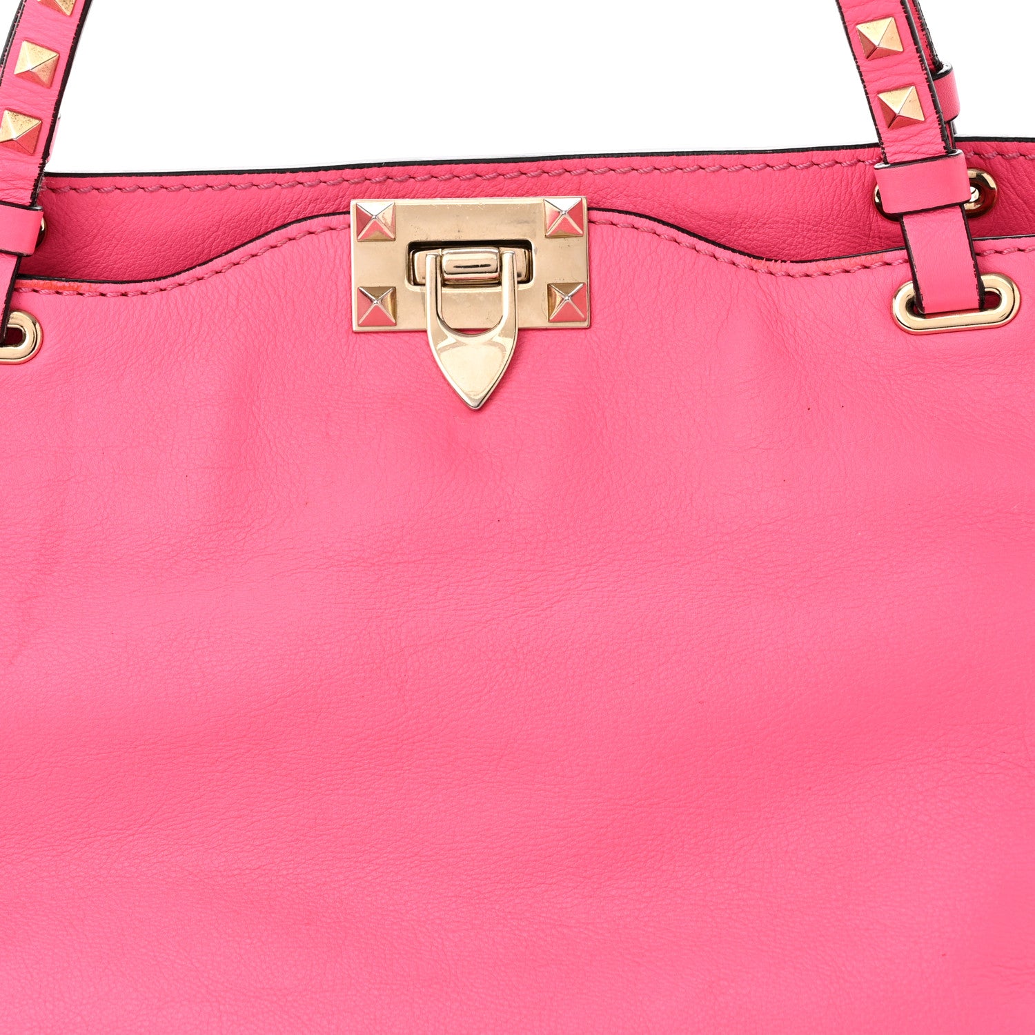 Valentino Garavani Vitello Medium Rockstud Tote Fuxia Fluo 6 of 16