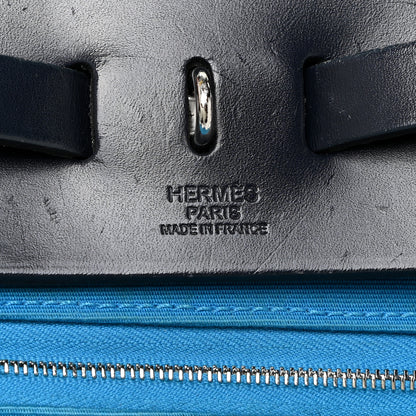 Hermes Vache Hunter Toile Herbag Zip 31 PM Bleu Zanzibar Bleu Indigo 7 of 25