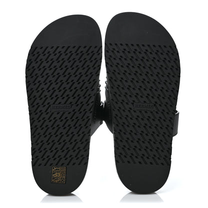 Hermes Calfskin Studded Womens Chypre Sandals 37 Black 5 of 7