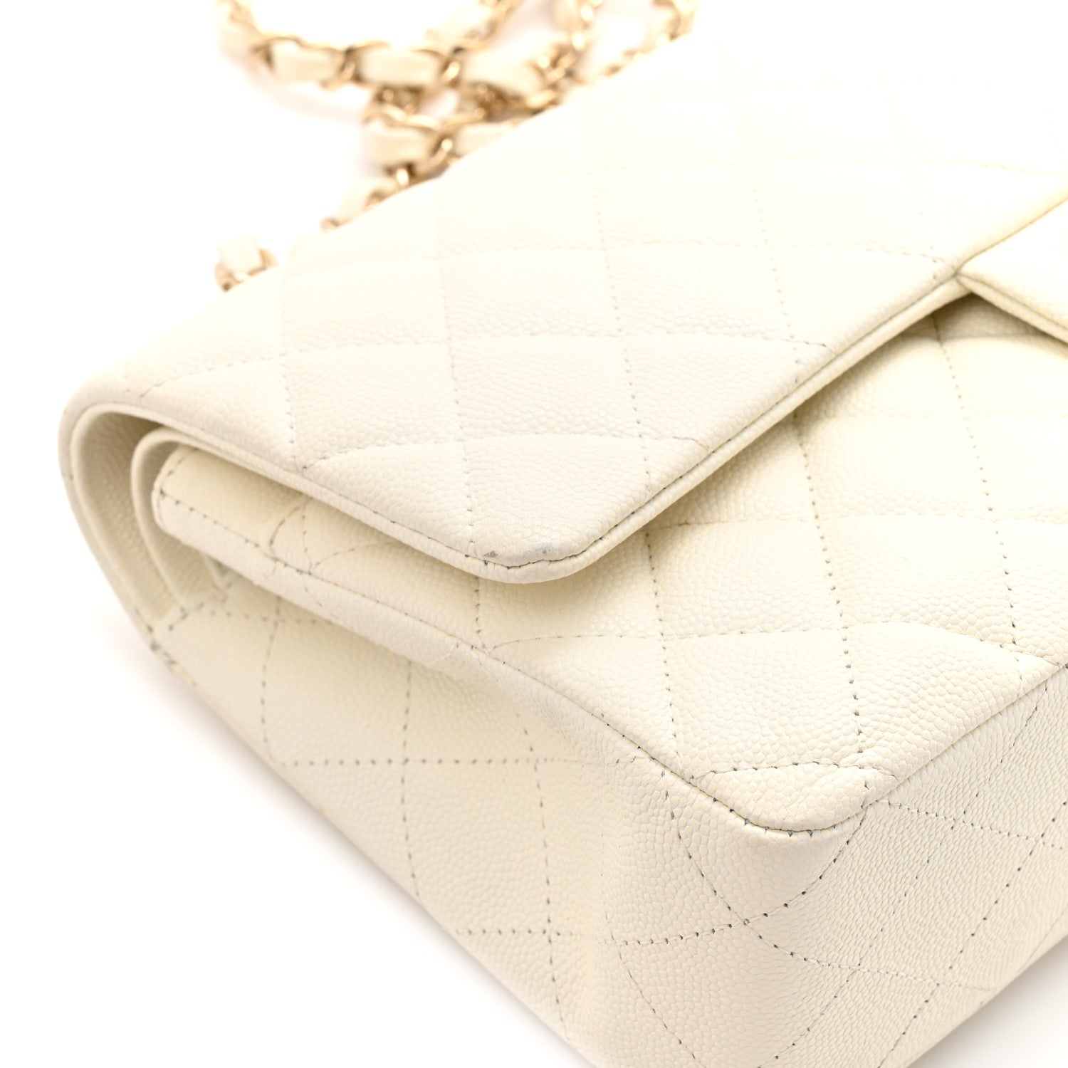 Chanel Caviar Quilted Medium Double Flap White 11 of 14