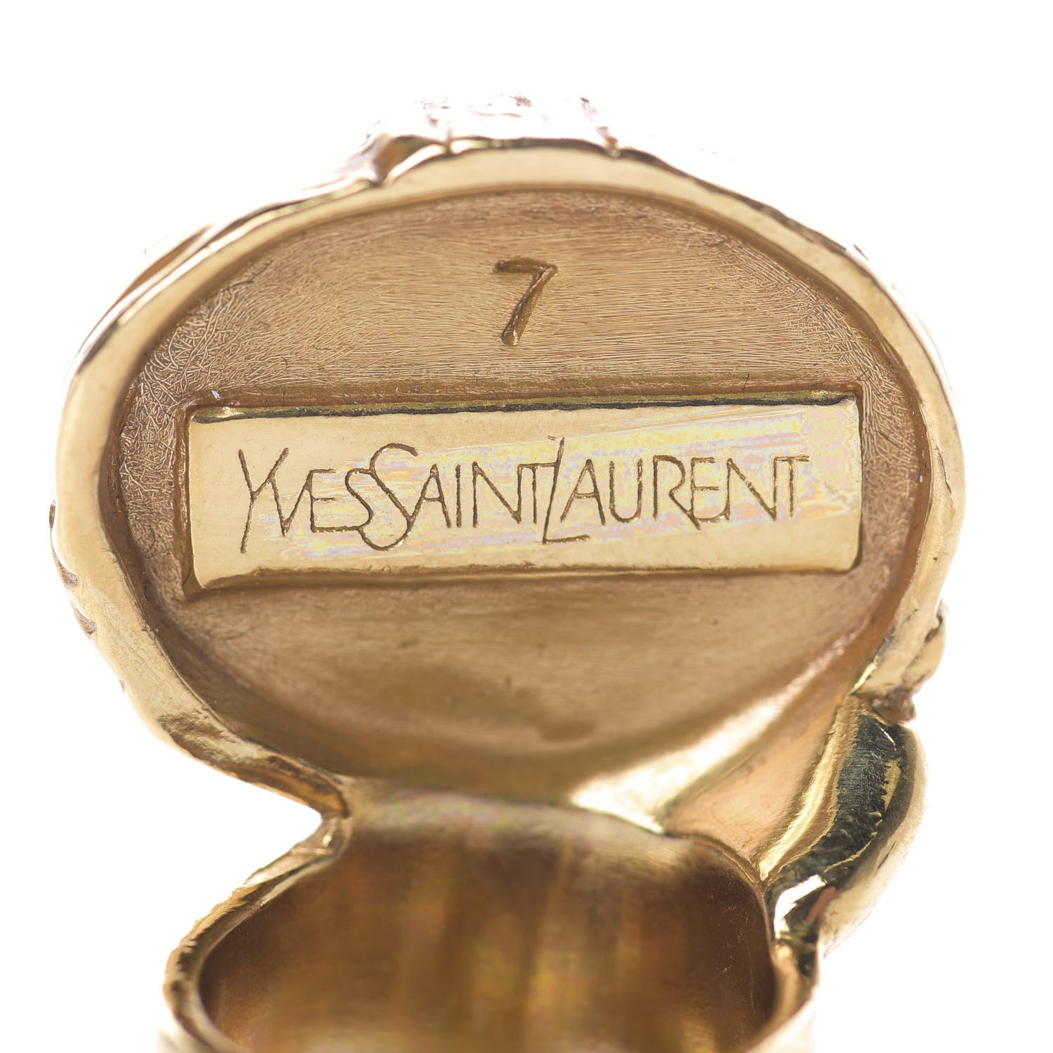 Saint Laurent Glass Cabochon Arty Ovale Ring 7 Gold Red 4 of 4