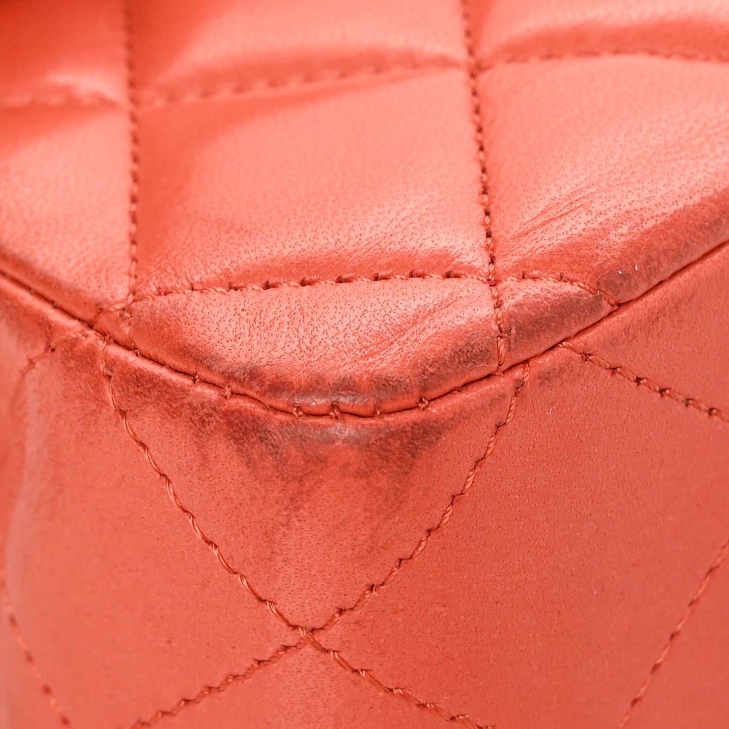 Lambskin Quilted Medium Double Flap Orange