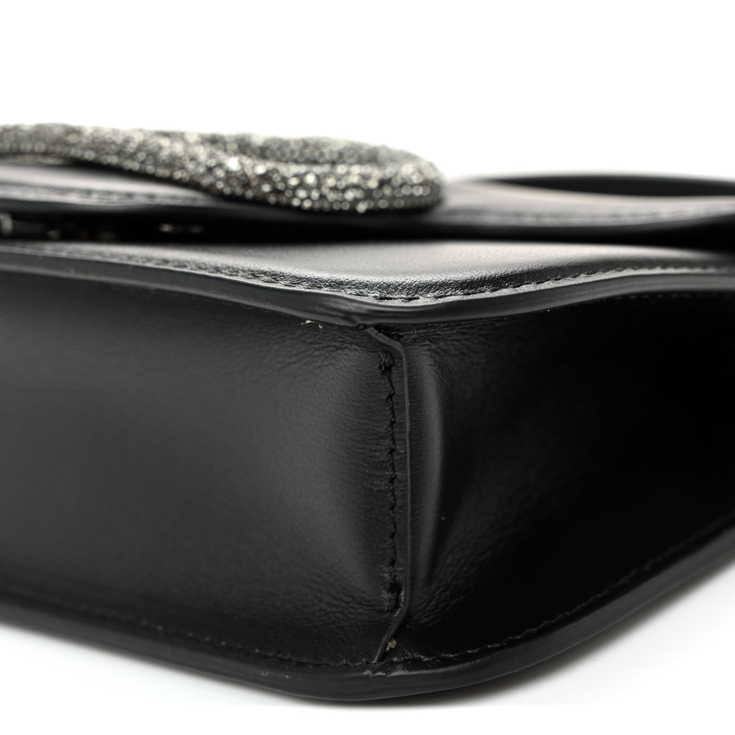 Calfskin Crystal Vlogo Small Loco Shoulder Bag Black