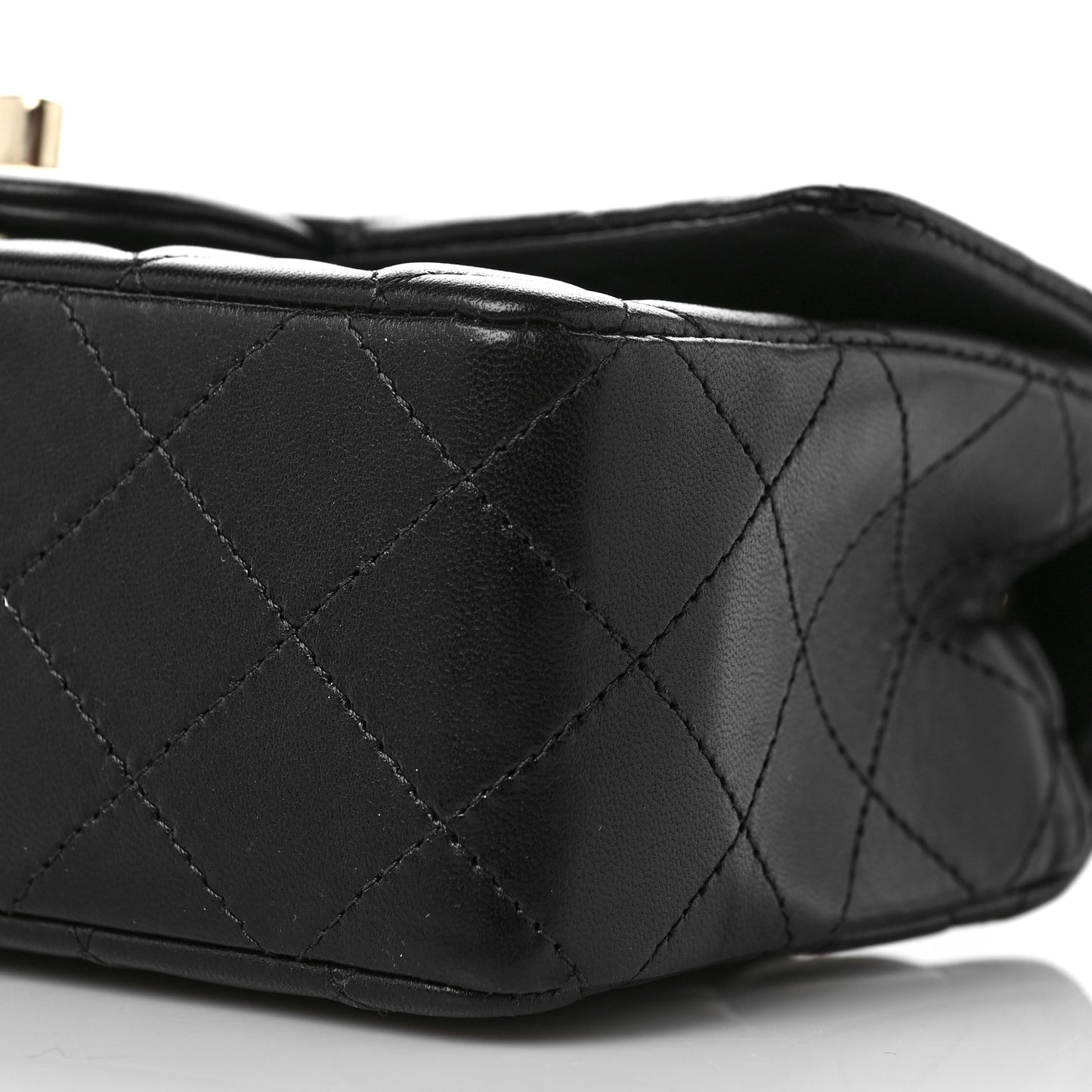 Lambskin Quilted Mini Rectangular Flap Black