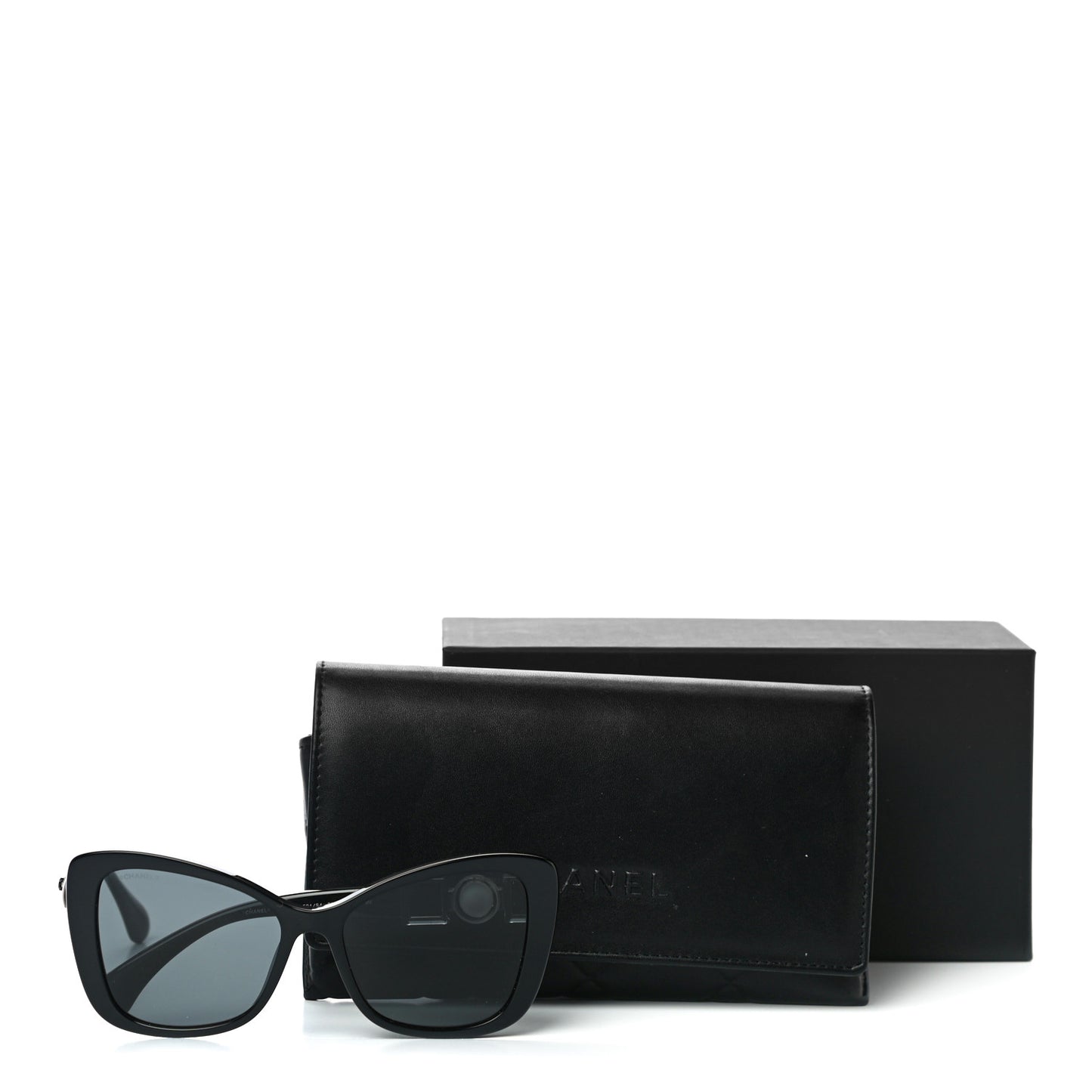 Acetate Pearl Butterfly Sunglasses 5445-H Black
