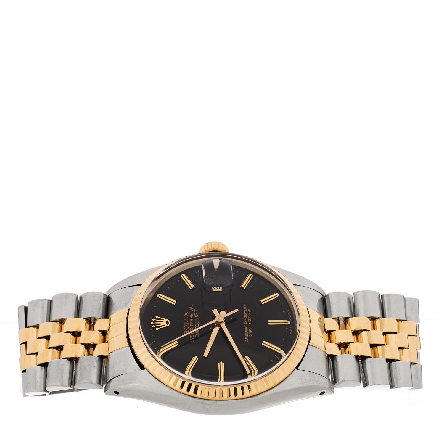 Rolex Stainless Steel 18K Yellow Gold 36mm Oyster Perpetual Datejust Watch Black 16233 2 of 5