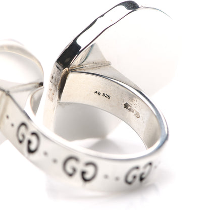Gucci Sterling Silver GucciGhost Hamlet Skull Double Ring 58 8.25 4 of 7