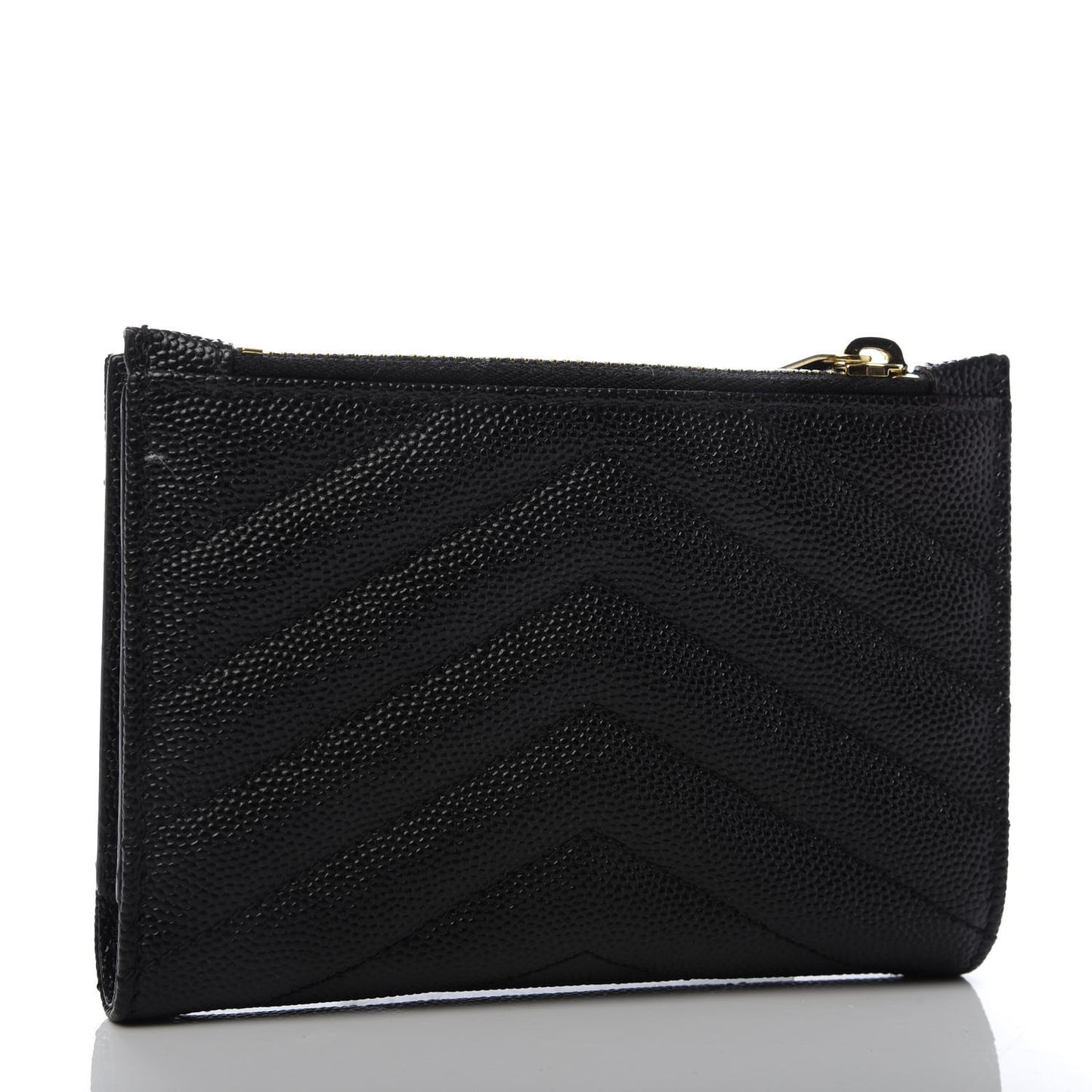 Grain De Poudre Matelasse Chevron Monogram Zipped Two-Part Wallet Black