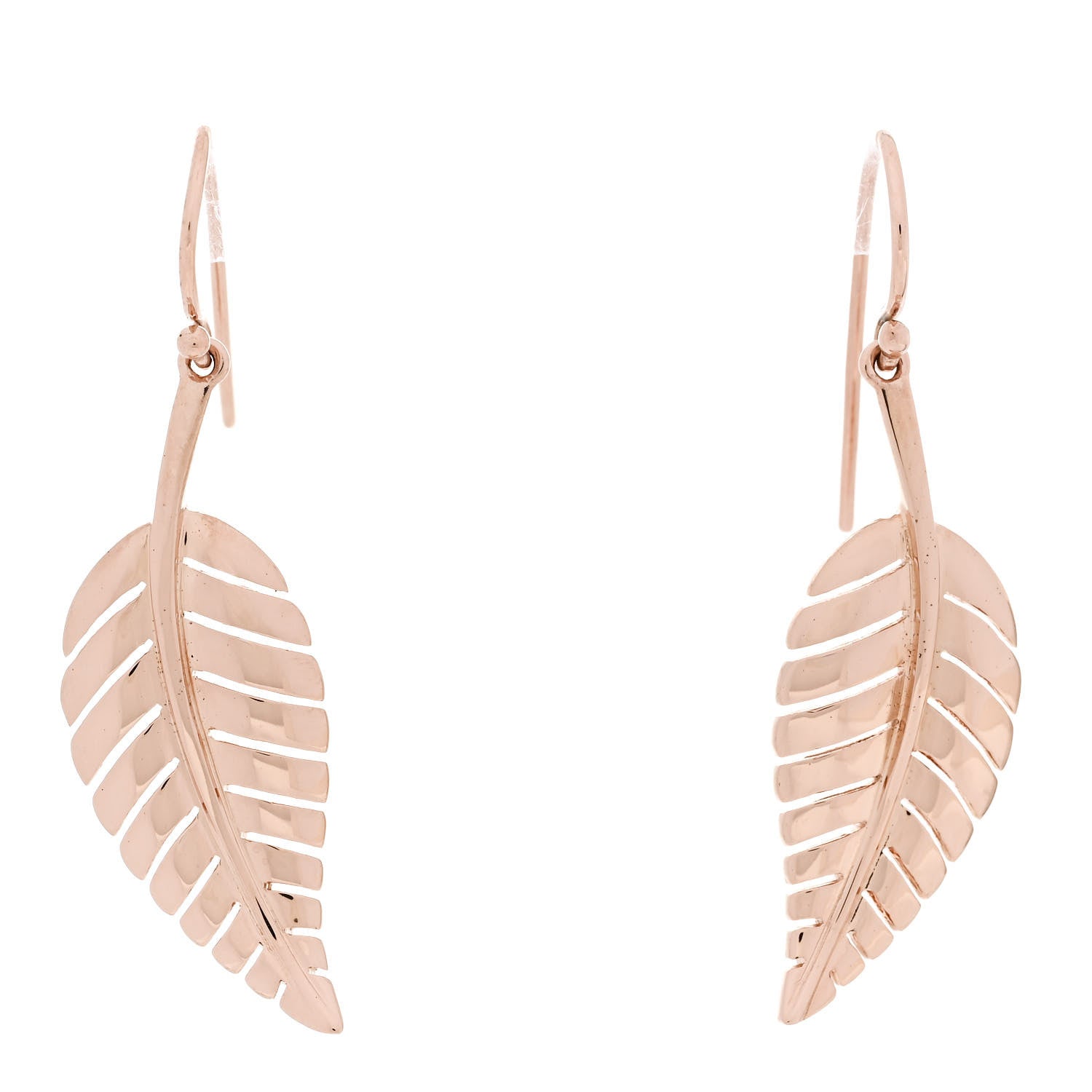 Jennifer Meyer 18K Rose Gold Hammered Leaf Drop Earrings 1 of 4