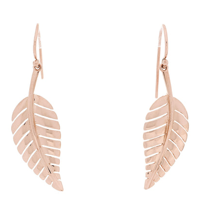 Jennifer Meyer 18K Rose Gold Hammered Leaf Drop Earrings 1 of 4