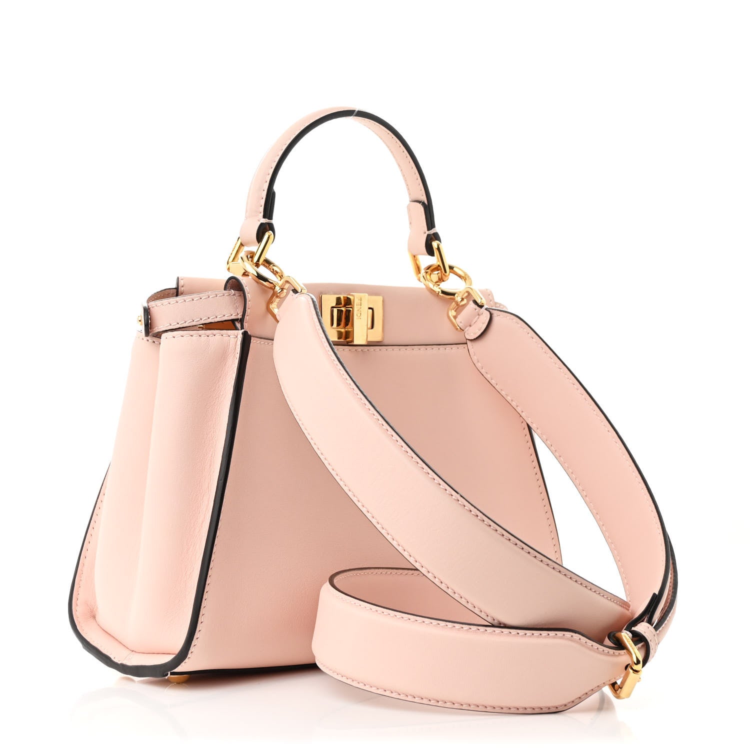 Fendi Vitello Seta Canvas FF Embroidered Mini Peekaboo Iconic Satchel  Rosa Confetto 3 of 11