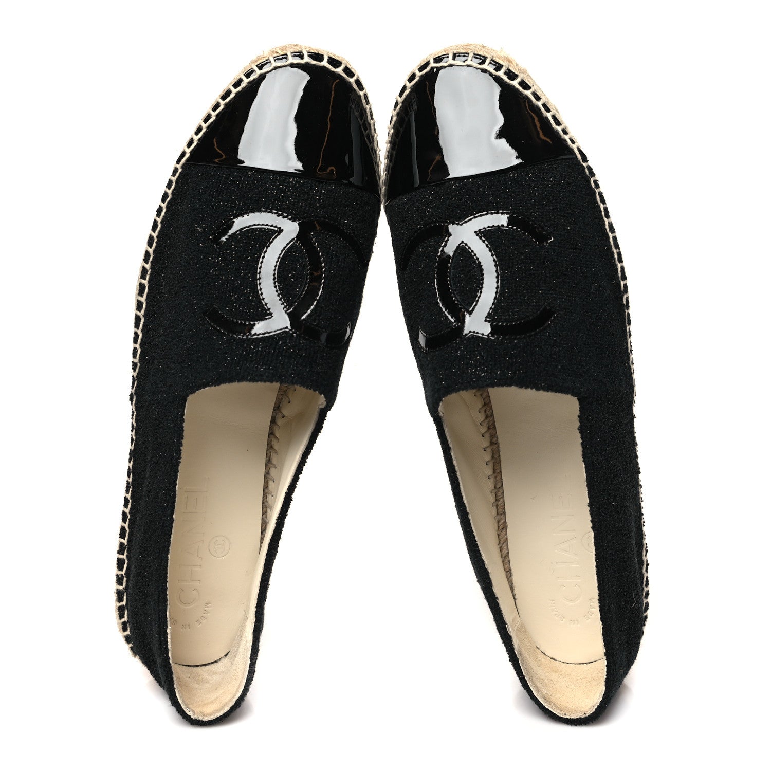 Chanel Fabric Patent Calfskin CC Espadrilles 40 Black 2 of 10