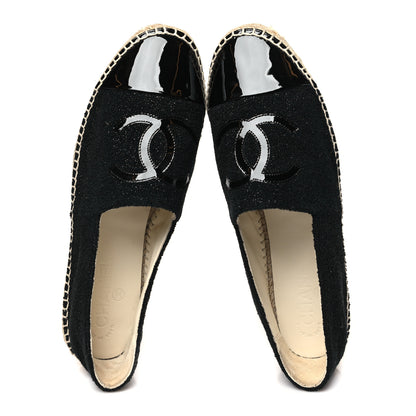 Chanel Fabric Patent Calfskin CC Espadrilles 40 Black 2 of 10