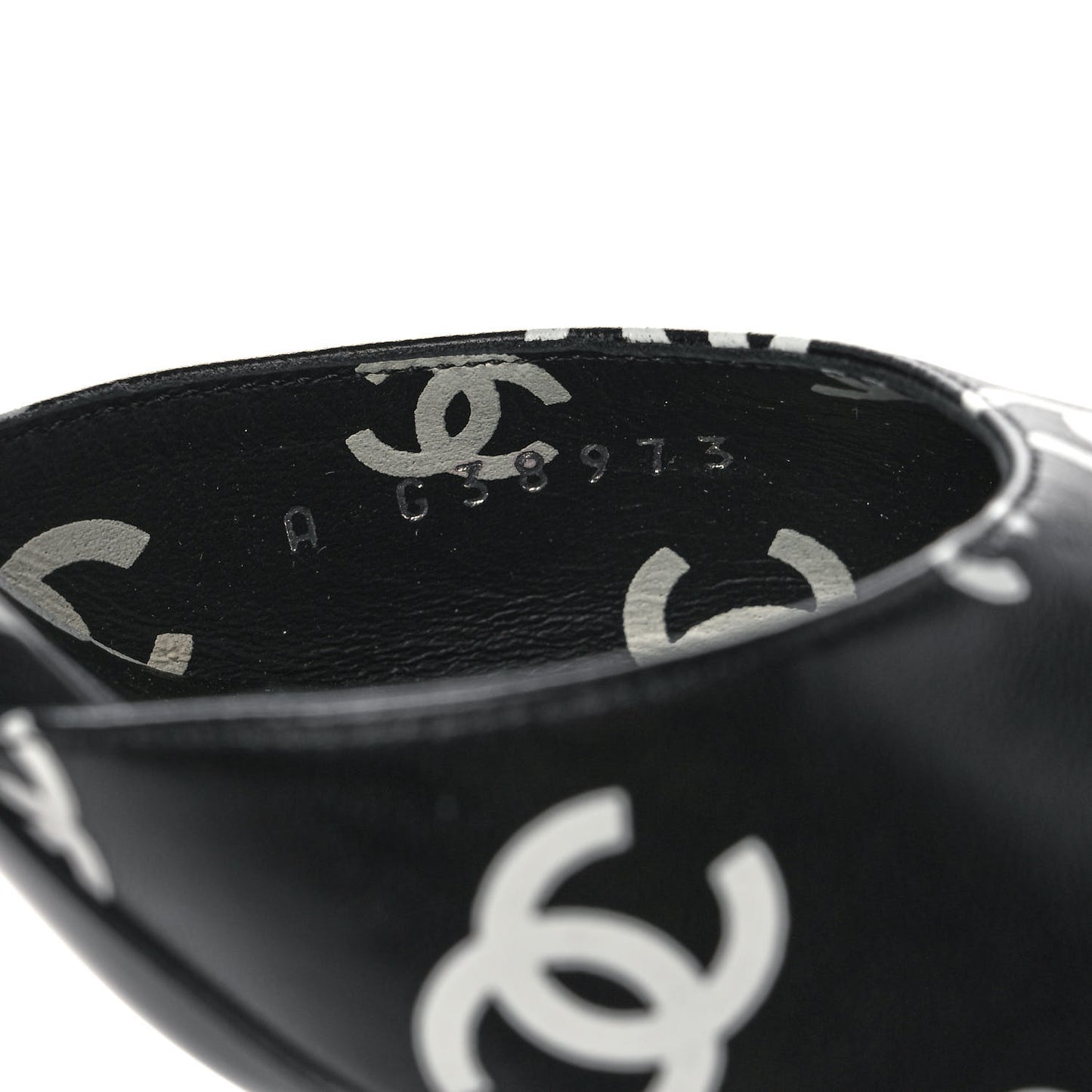 Printed Lambskin CC Sandals 37 Black White