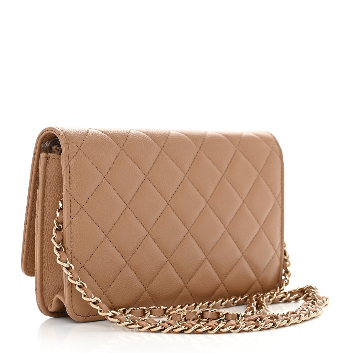 Caviar Quilted Multi Chain Wallet On Chain WOC Beige