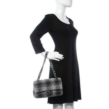 Chanel Tweed Quilted Medium Double Flap Grey 2 of 7