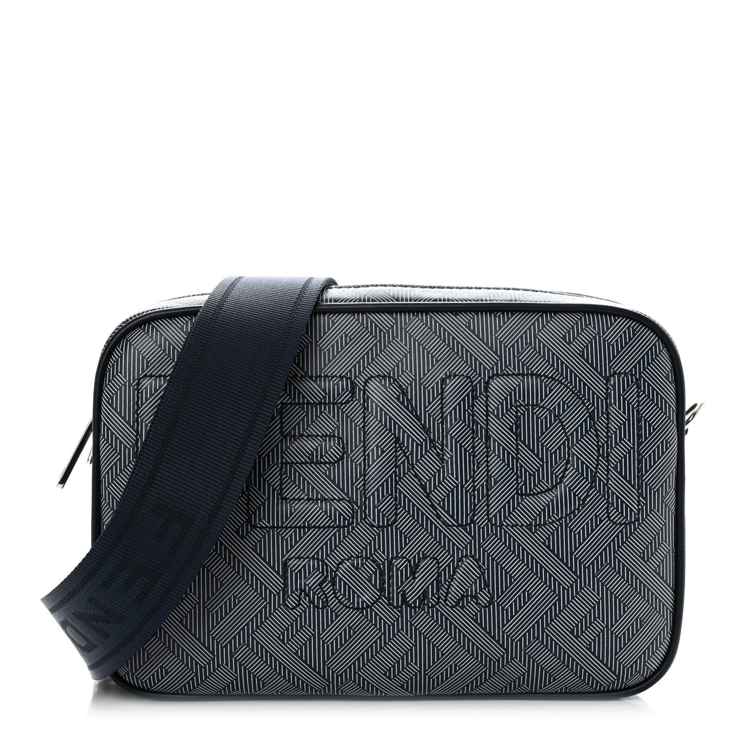Calfskin Shadow Striped FF Logo Camera Case Multicolor