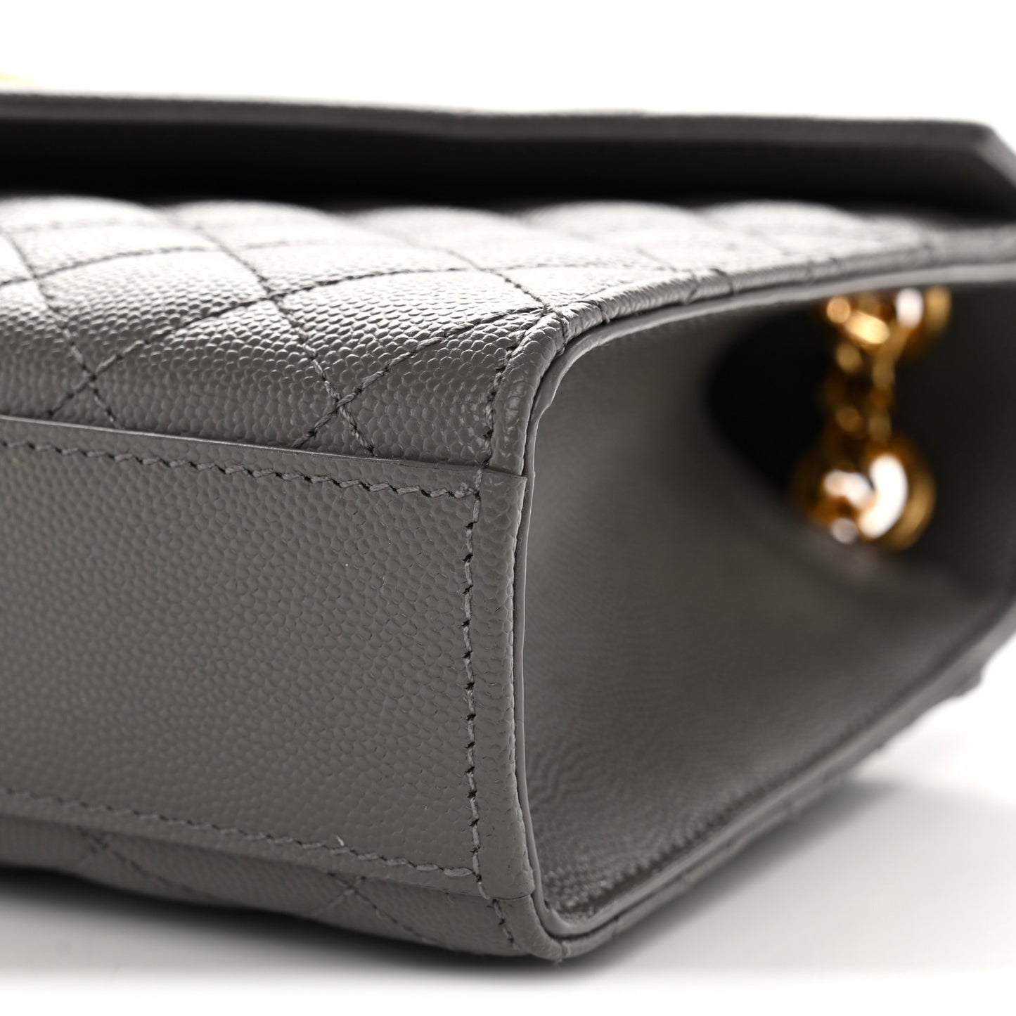 Grain De Poudre Textured Mixed Matelasse Medium Triquilt Monogram Satchel Fog