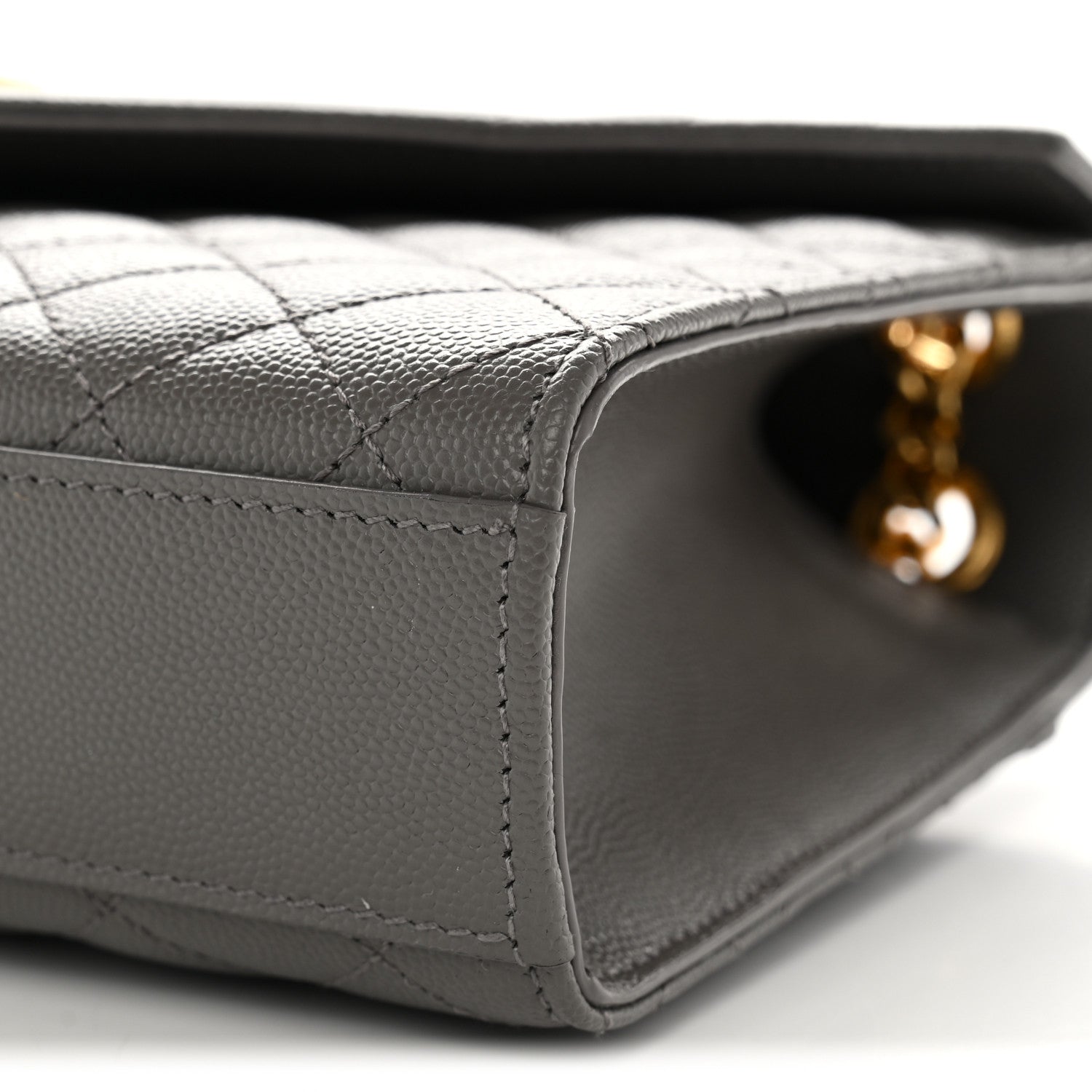 Saint Laurent Grain De Poudre Textured Mixed Matelasse Medium Triquilt Monogram Satchel Fog 9 of 10