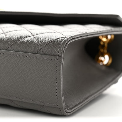 Saint Laurent Grain De Poudre Textured Mixed Matelasse Medium Triquilt Monogram Satchel Fog 9 of 10