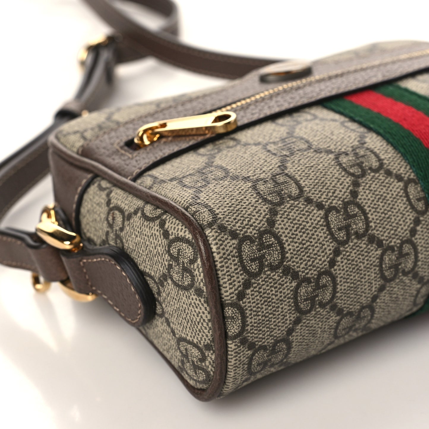 GG Supreme Monogram Web Mini Ophidia Shoulder Bag Brown