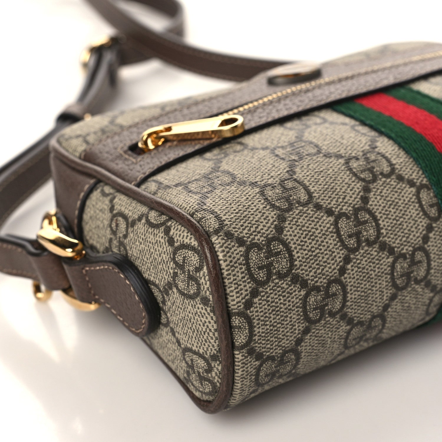 Gucci GG Supreme Monogram Web Mini Ophidia Shoulder Bag Brown 8 of 9