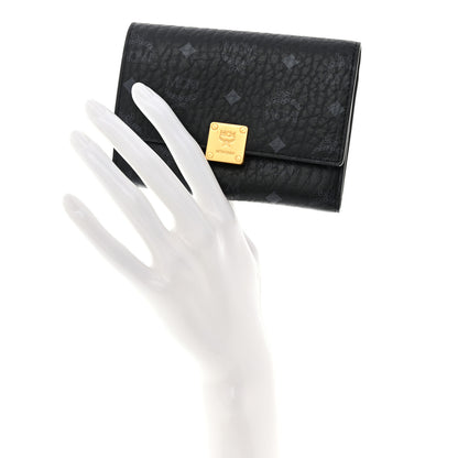 MCM Visetos Small Aren Trifold Wallet Black 2 of 9