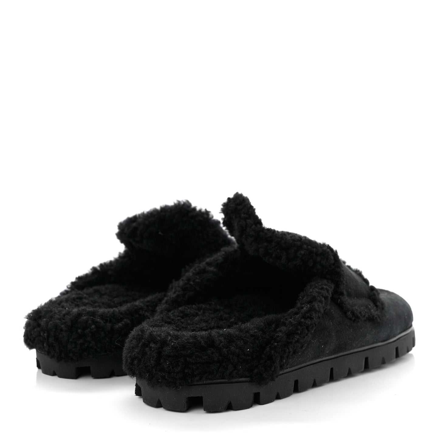 Shearling Triangle Logo 20mm Slippers 38 Black