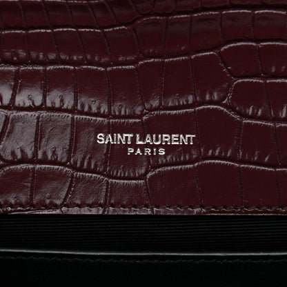 Saint Laurent Calfskin Crocodile Embossed Small Classic Monogram Kate Tassel Satchel Palissandre 7 of 9