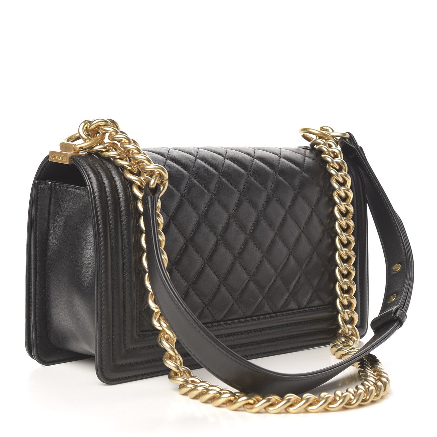 Lambskin Quilted Medium Boy Flap Black
