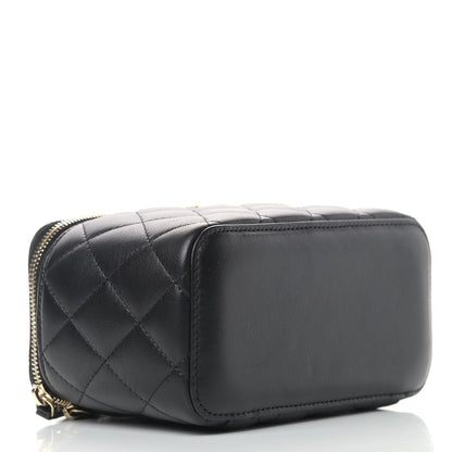 Chanel Lambskin Quilted Pearl Crush Small Vanity Case With Chain Black 4 of 9