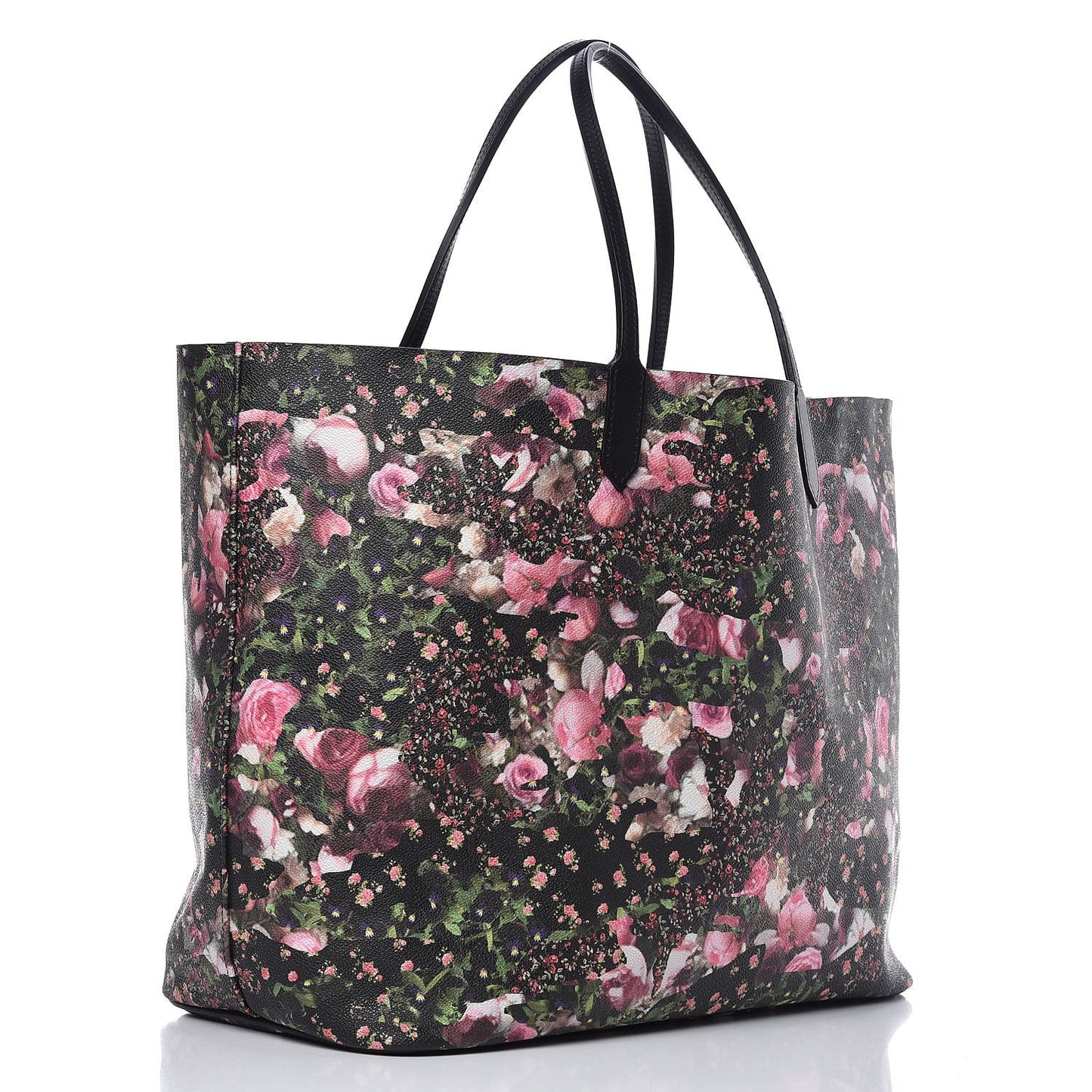Coated Canvas Roses Camouflage Print Large Antigona Tote Black