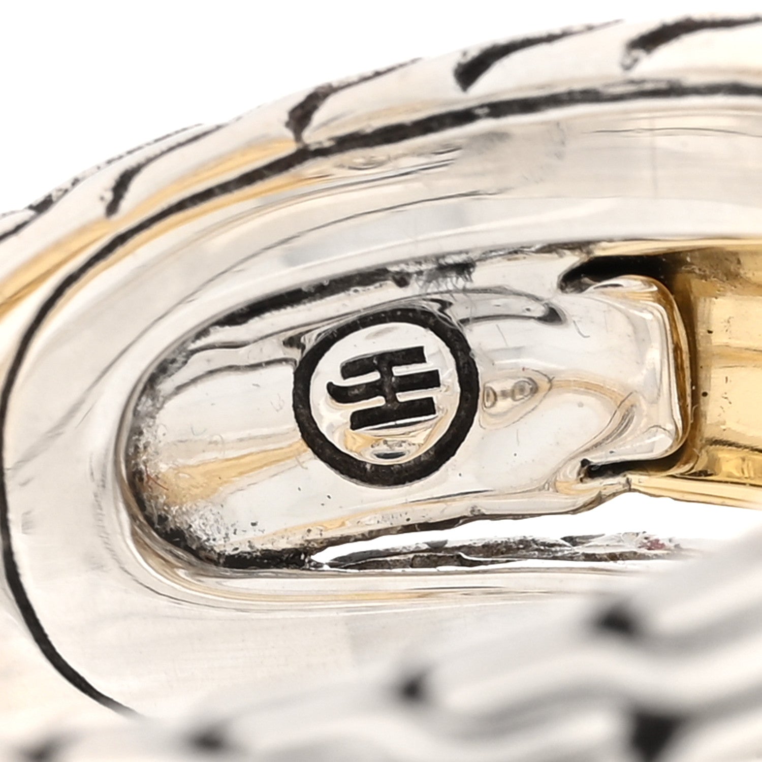 John Hardy Sterling Silver 18K Yellow Gold Classic Chain Hammered 3-Row Ring 58 8.25 4 of 5