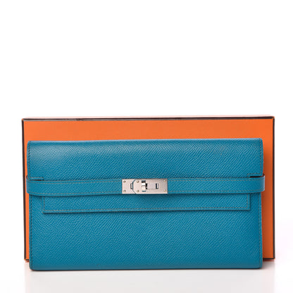 Hermes Epsom Kelly Longue Wallet Bleu Izmir 10 of 10