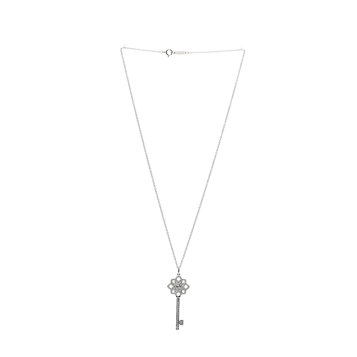 Tiffany Platinum Diamond Medium Woven Key Pendant Necklace 2 of 8