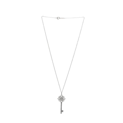 Tiffany Platinum Diamond Medium Woven Key Pendant Necklace 2 of 8