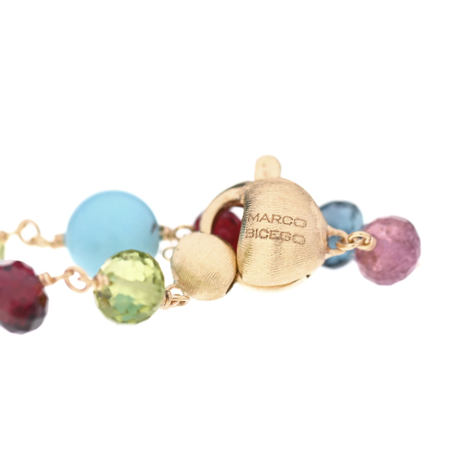 18K Yellow Gold Multi Gemstone Africa Single Strand Bracelet