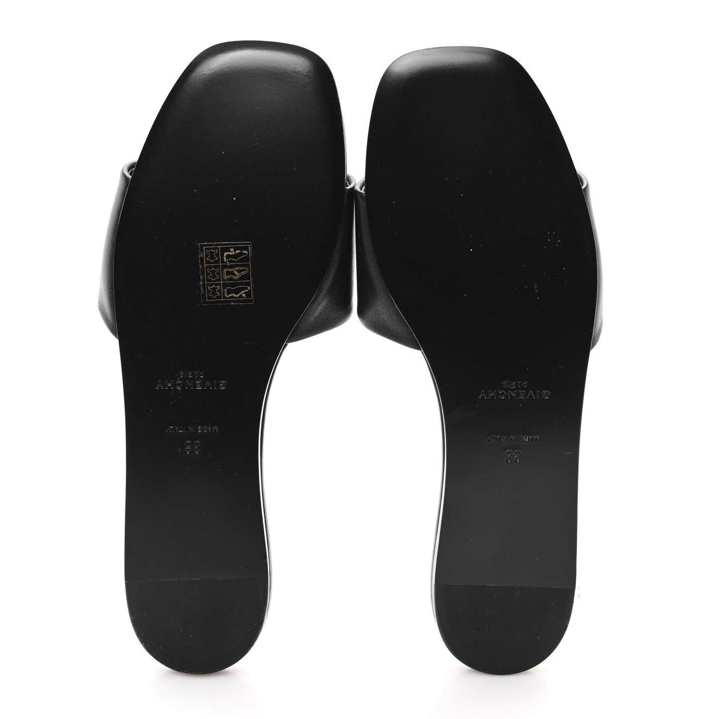 Lambskin 4G Plaque Flat Sandals 38 Black