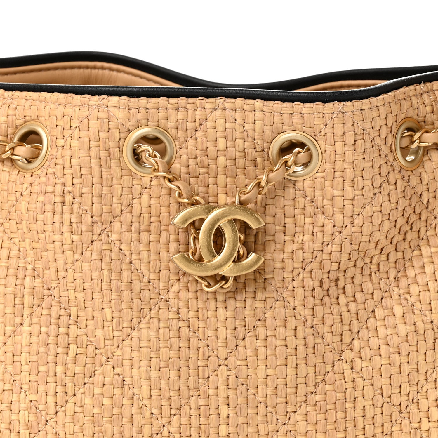 Chanel Braided Raffia Calfskin Quilted Mini Chanel 25 Handbag Beige Black 8 of 10